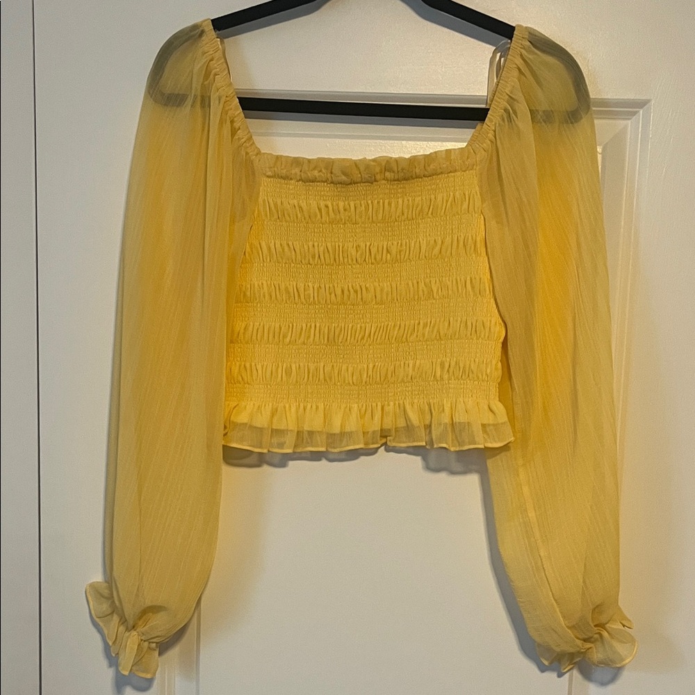 She + Sky Yellow Smocked Blouse
